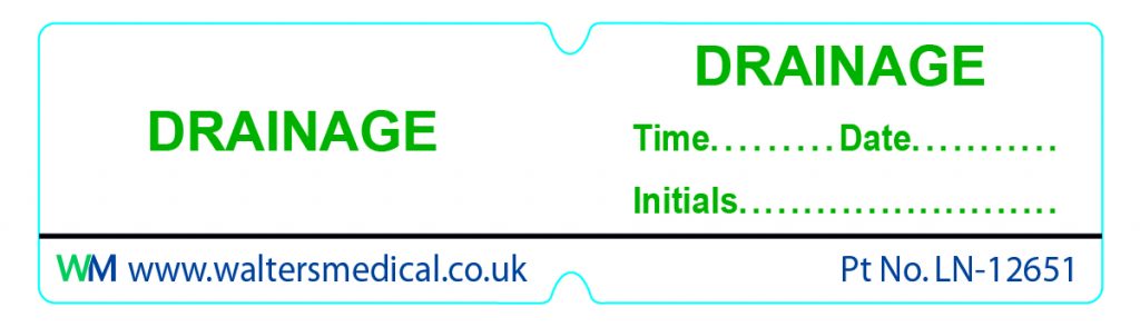 Line Label - DRAINAGE White/Green Text - Walters Medical